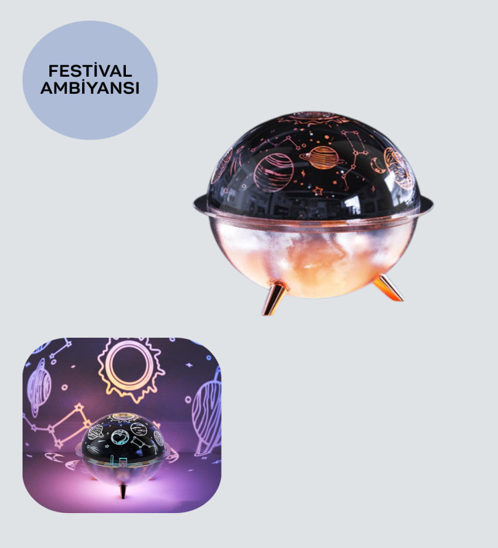 USB Şarjlı Uzay Temalı Işık Projektörü Hava Nemlendirici - Lisinya