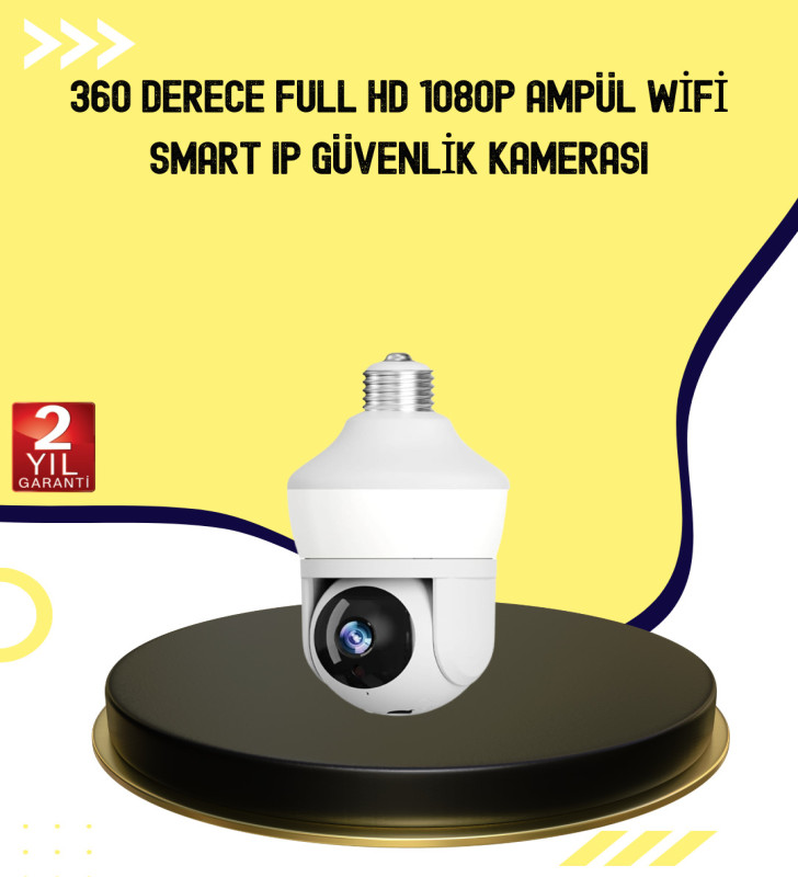 1080P Görüntü Kaliteli Wi-Fi Ampul Tipi Güvenlik Kamerası - Lisinya