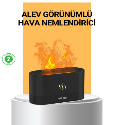 Modern Tasarımlı Alev Efektli LED Aromaterapi Hava Nemlendirici - Lisinya