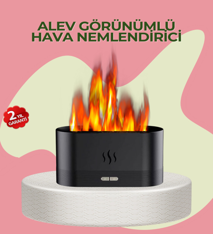 Kumandalı Alev Görünümlü LED Hava Nemlendirici Buhar Makinesi - Lisinya