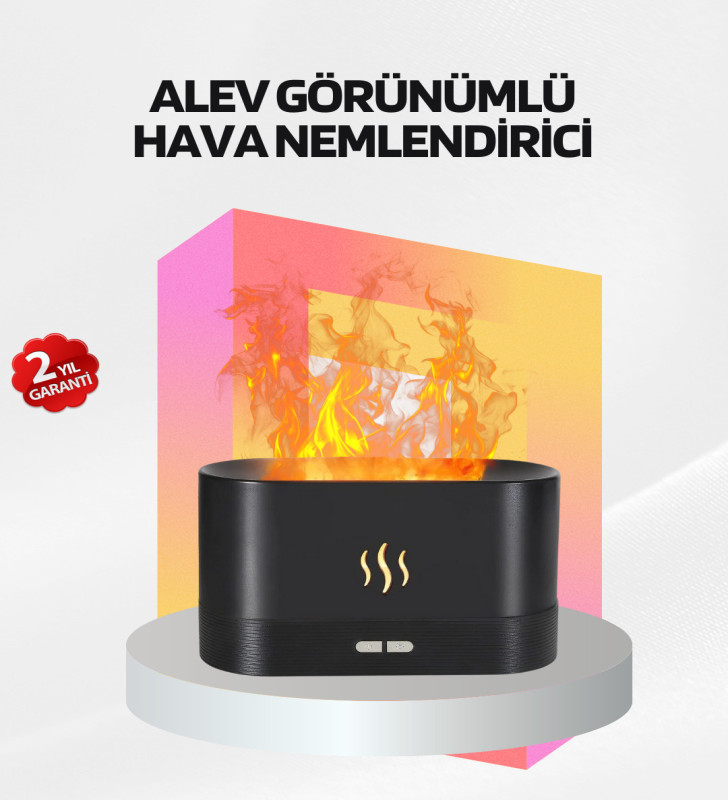 Alev Görünümlü Hava Nemlendirici Kumandalı LED Işıklı Aromatik Difüzör - Lisinya