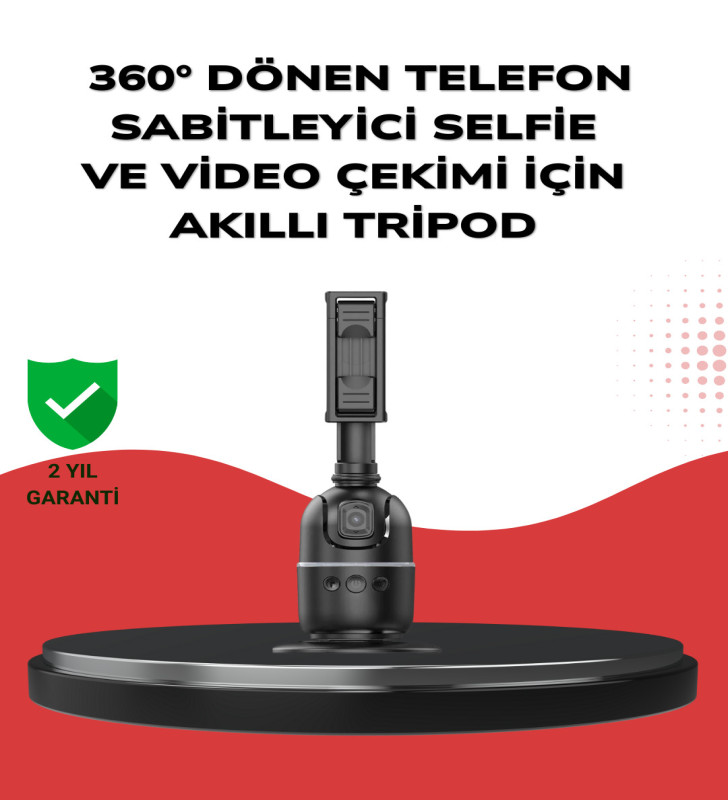 Telefon ve Kamera Uyumlu 360° Otomatik Takipli Akıllı Masa Tripodu - Lisinya