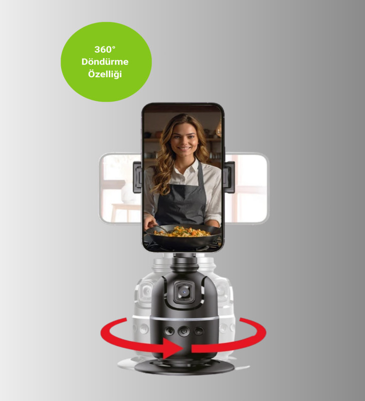 Yüz Takipli 360° Akıllı Gimbal Telefon ve Aksiyon Kamera Uyumlu - Lisinya