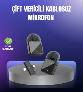Vlog Podcast ve Röportajlar İçin Kablosuz Çift Yaka Mikrofon - Lisinya