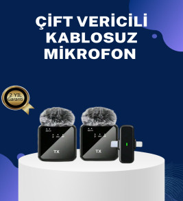 2in1 Kablosuz Yaka Mikrofonu iOS ve Android Uyumlu - Lisinya