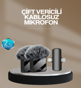 2’li Kablosuz Yaka Mikrofonu Type-C ve Lightning Uyumlu Profesyonel Set - Lisinya