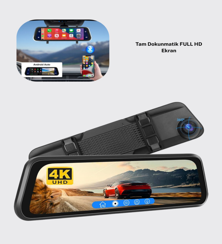 1080P Çift Kameralı Dokunmatik Dikiz Aynası G Sensörlü - Lisinya