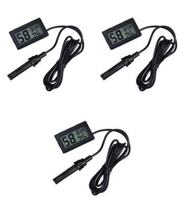 3 Adet Dijital Ekran Sıcaklık Ve Nem Ölçer - Termometre Higrometre Kuluçka ( Lisinya )