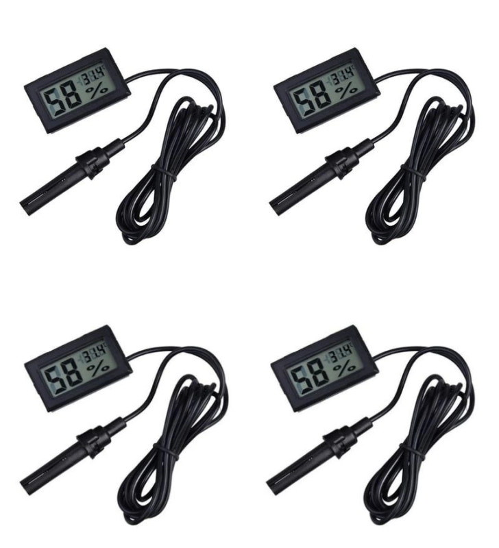 4 Adet Dijital Ekran Sıcaklık Ve Nem Ölçer - Termometre Higrometre Kuluçka ( Lisinya )