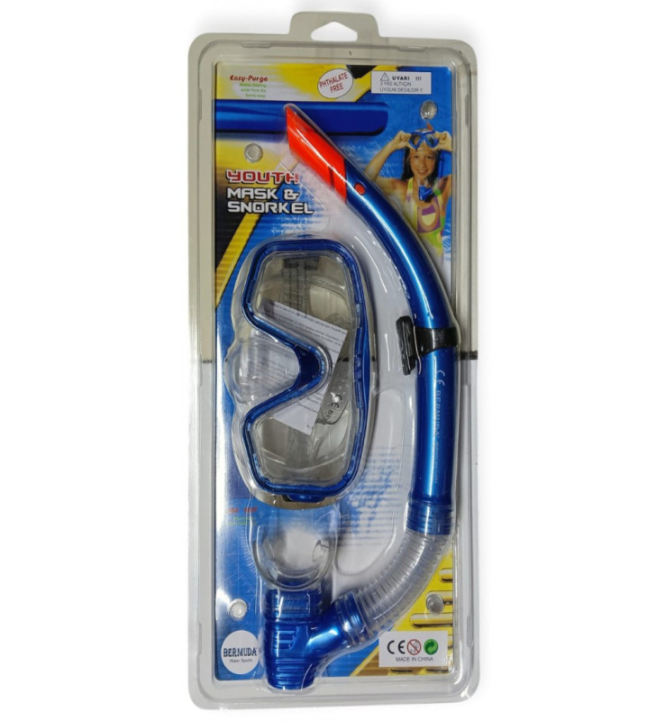 Maske Şnorkel Safari Dalış Seti Tepered Cam - 2186A/113CSB (Lisinya)