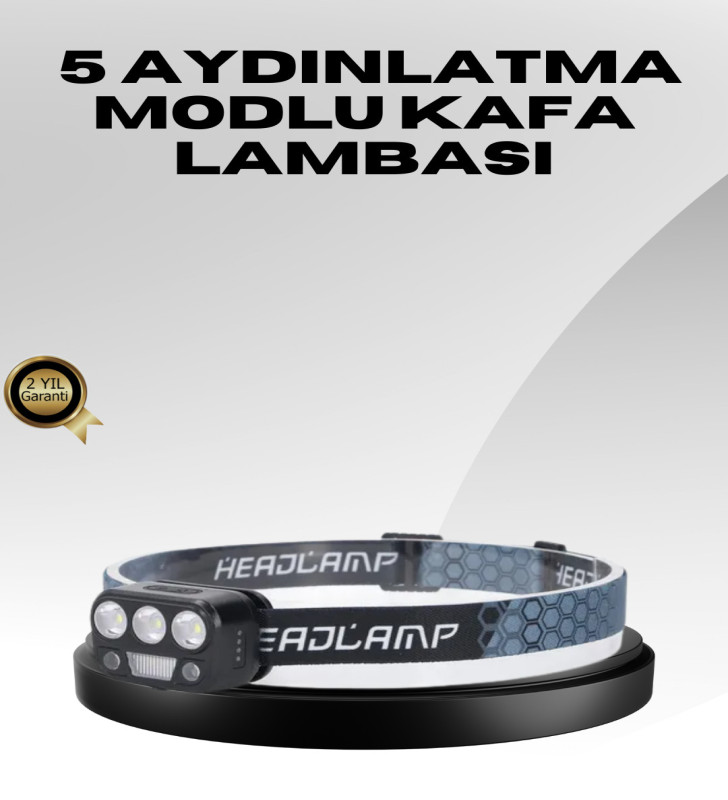 USB Şarjlı LED Kafa Lambası 300 Lümen Güç Göstergeli - Lisinya