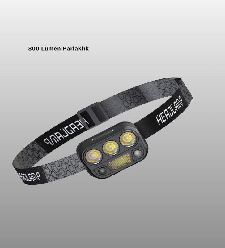 USB Şarjlı LED Kafa Lambası 300 Lümen Güç Göstergeli - Lisinya