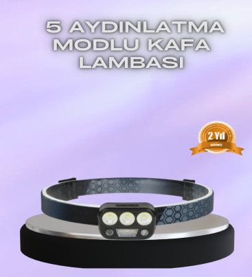 El Hareket Sensörlü LED Kafa Feneri 5 Mod Ayarlanabilir - Lisinya
