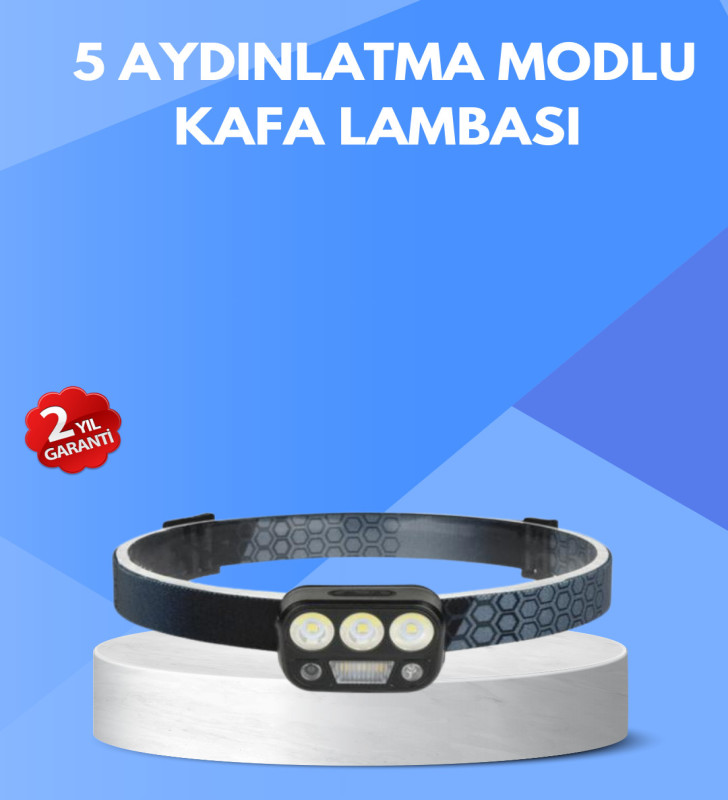 300 Lümen Sensörlü LED Kafa Lambası USB Şarjlı SOS Modlu - Lisinya