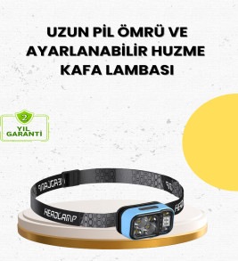 Üç Renkli LED Kafa Feneri 53 Mod Güç Göstergeli Type C Şarjlı - Lisinya