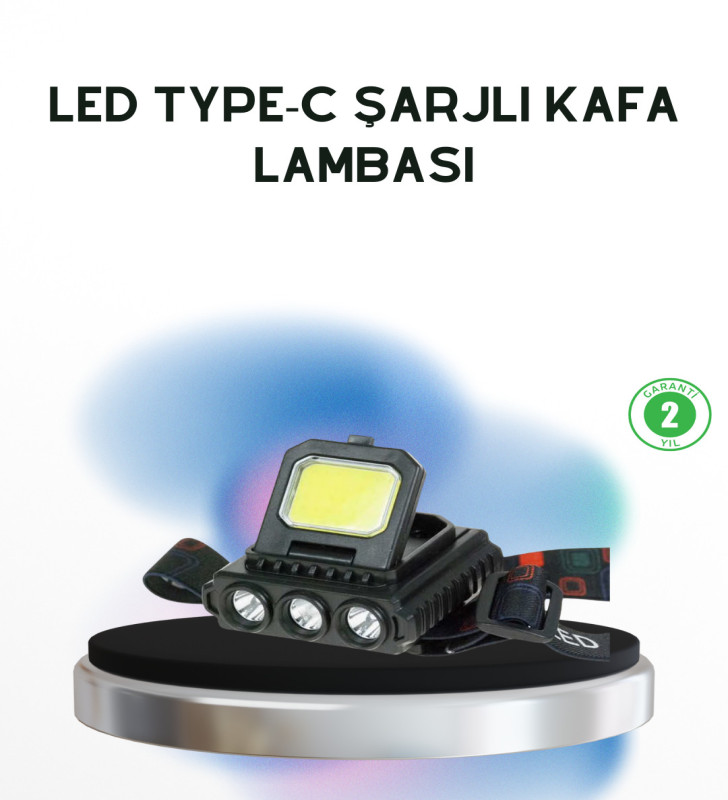 Şarjlı LED Kafa Lambası 800 Lumen COB XPE Ayarlanabilir Başlıklı - Lisinya