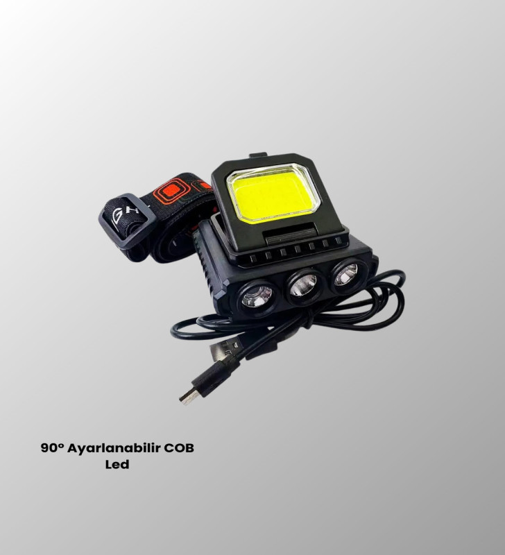 COB + XPE LED Kafa Feneri 800 Lumen USB Type C Şarjlı Çok Modlu - Lisinya
