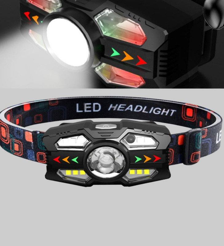 Sensörlü LED Kafa Lambası Kırmızı Beyaz Işık Ayarlanabilir - Lisinya