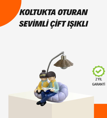 Sevgiliye Özel Çift Figürlü LED Masa Lambası Okuyan Çift Tasarım - Lisinya