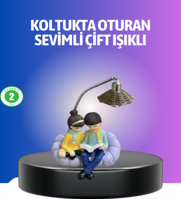 Kitap Okuyan Çift Figürlü Gece Lambası Romantik Dekoratif Masa Lambası - Lisinya