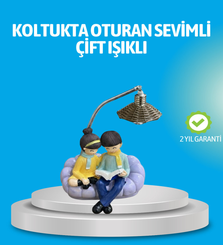 Romantik Çift Figürlü Okuyan Çift Masa Lambası Dekoratif LED Aydınlatma - Lisinya