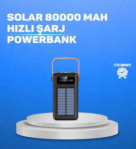 80000 mAh Yüksek Kapasiteli Powerbank Göstergeli Solar Şarj Cihazı - Lisinya