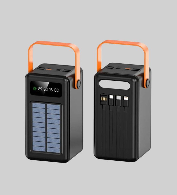 80000 mAh Güneş Enerjili Powerbank 4 Kablolu Type C Lightning Micro USB - Lisinya