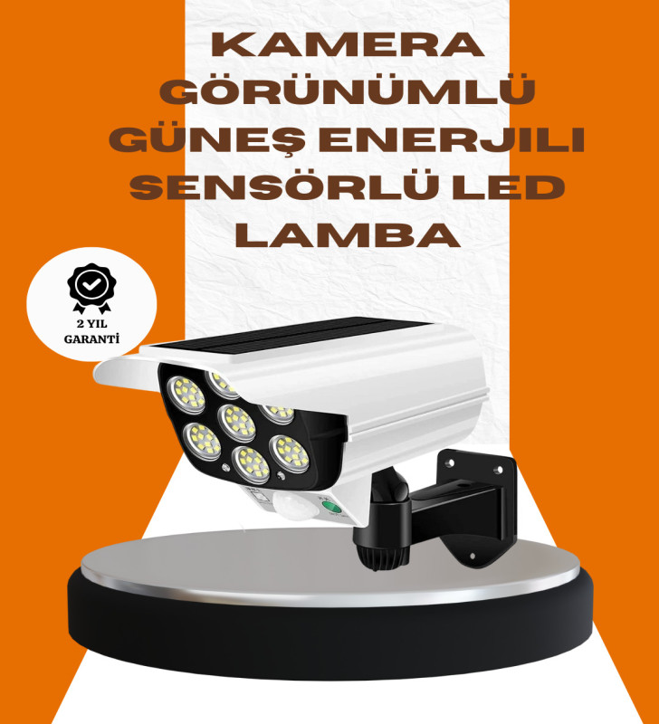 Solar Şarjlı Kamera Tasarımlı LED Duvar Lambası Hareket Sensörlü Dış Mekan Aydınlatma - Lisinya