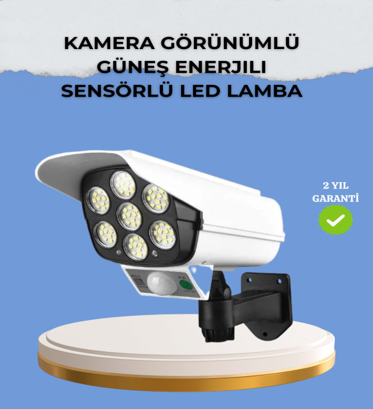 Kamera Görünümlü Solar LED Lamba Hareket Sensörlü Uzaktan Kumandalı Bahçe Duvar Aydınlatması - Lisinya