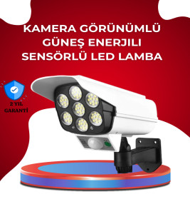 Uzaktan Kumandalı Güneş Enerjili LED Güvenlik Lambası Kamera Tipi Hareket Sensörlü - Lisinya