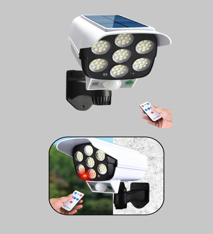 Uzaktan Kumandalı Güneş Enerjili LED Güvenlik Lambası Kamera Tipi Hareket Sensörlü - Lisinya