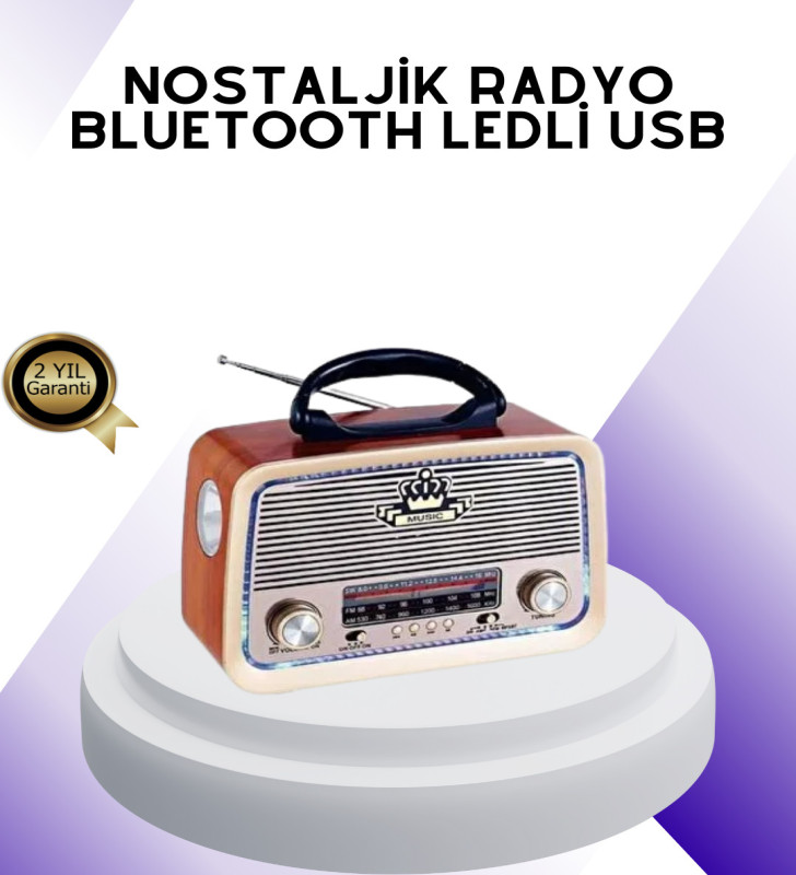 Nostalji Bluetooth Radyo FM AM SW Ahşap Eskitme Tasarım - Lisinya