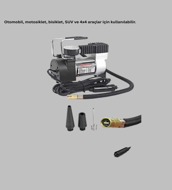 Metal Gövdeli Oto Lastik Hava Kompresörü 12V 140 PSI Hızlı Şişirme - Lisinya
