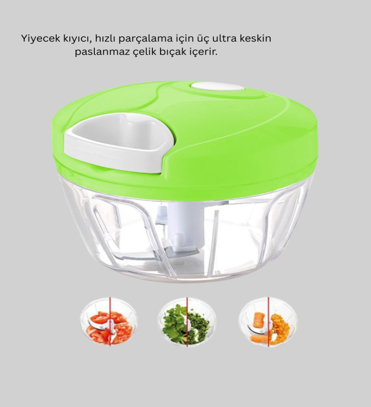 El Tipi Yiyecek Kıyıcı Üç Bıçaklı Pratik Doğrayıcı - Lisinya