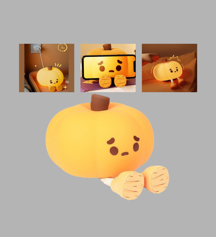 Pumpkin LED Night Light Dokunmatik Şarjlı Silikon Gece Lambası - Lisinya