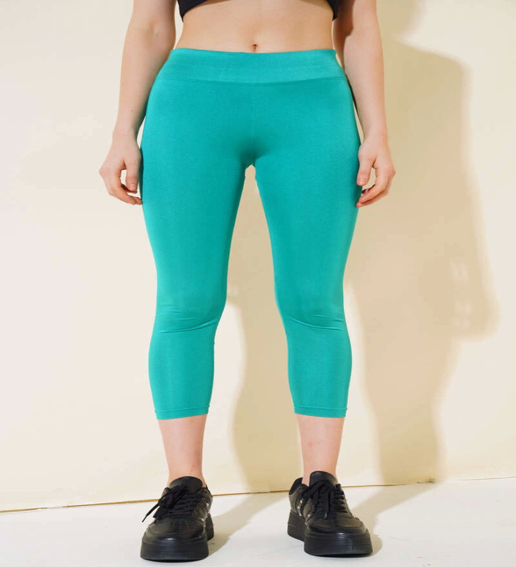 Esnek Yüksek Bel Yeşil Uzun Parlak Disco Tayt ( Lisinya )