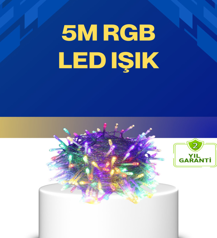 Dekoratif Peri Led 5 m 50 Ampullü Şeffaf Kablo Aydınlatma - Lisinya