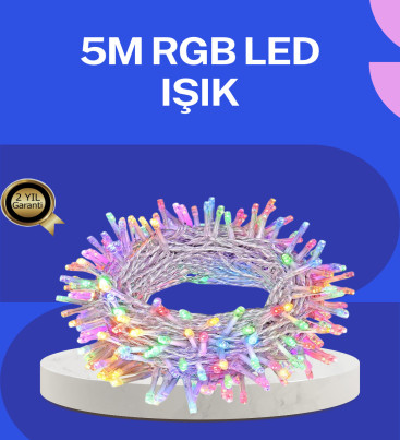 5 Metre Şeffaf Kablo LED Peri Işığı 50 Ampullü Dekoratif Led - Lisinya