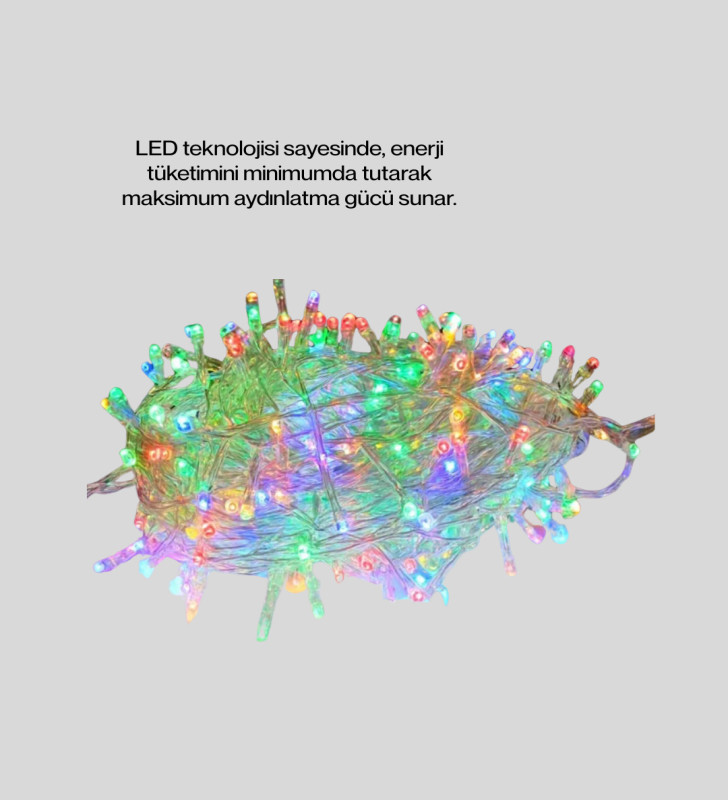 5 Metre Şeffaf Kablo LED Peri Işığı 50 Ampullü Dekoratif Led - Lisinya