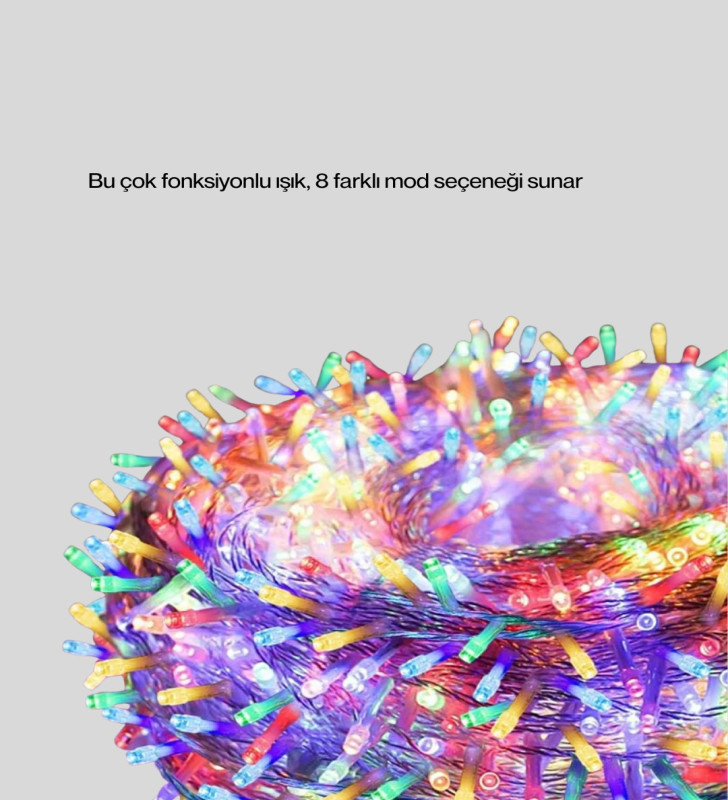 5 Metre Şeffaf Kablo LED Peri Işığı 50 Ampullü Dekoratif Led - Lisinya