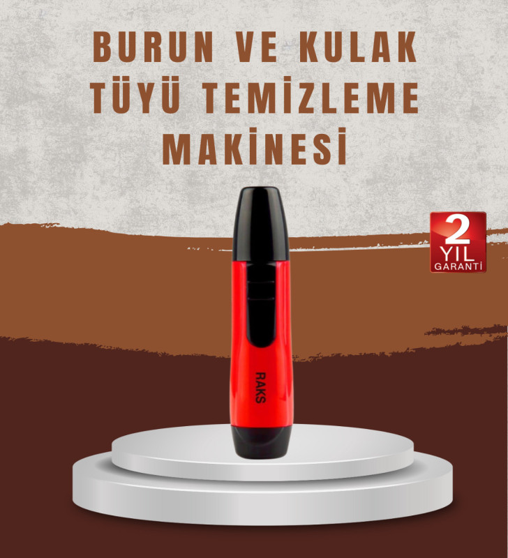 Raks Leo Burun Kulak Tüy Alma Makinesi 45 dk Şarj Süreli Kırmızı - Lisinya