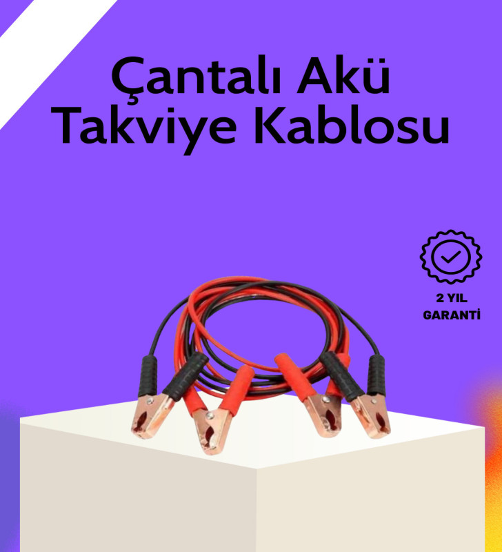 Akü Takviye Kablosu 1200A İzoleli Büyük Maşalı 2m Dayanıklı - Lisinya