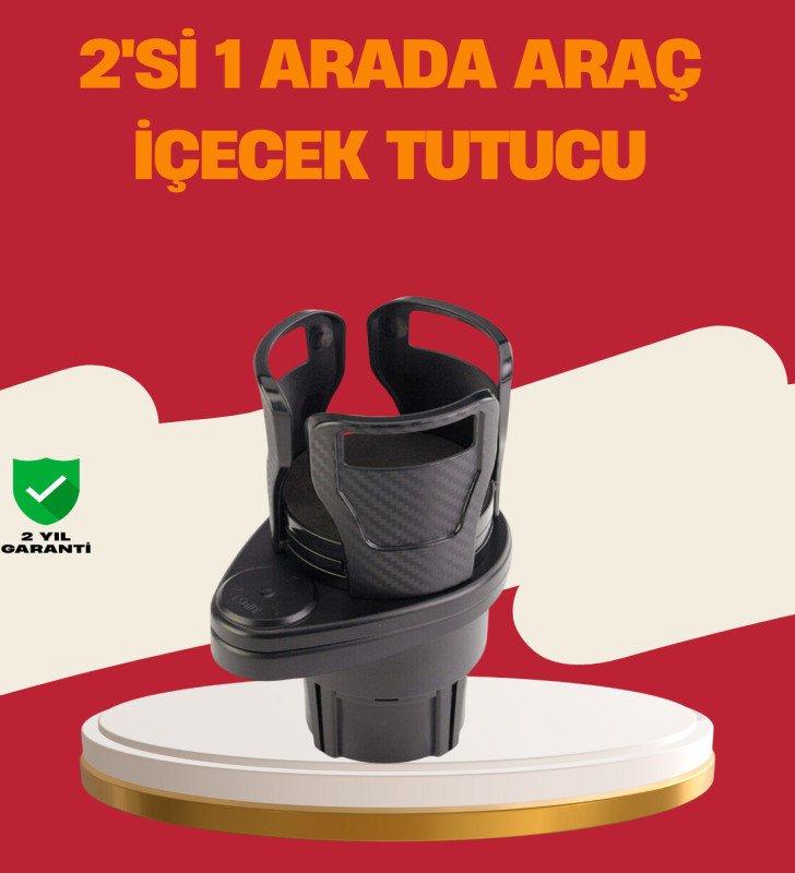 Otomobil Bardak Tutucu İkisi Bir Arada 360° Dönebilen Geniş Kapasiteli - Lisinya