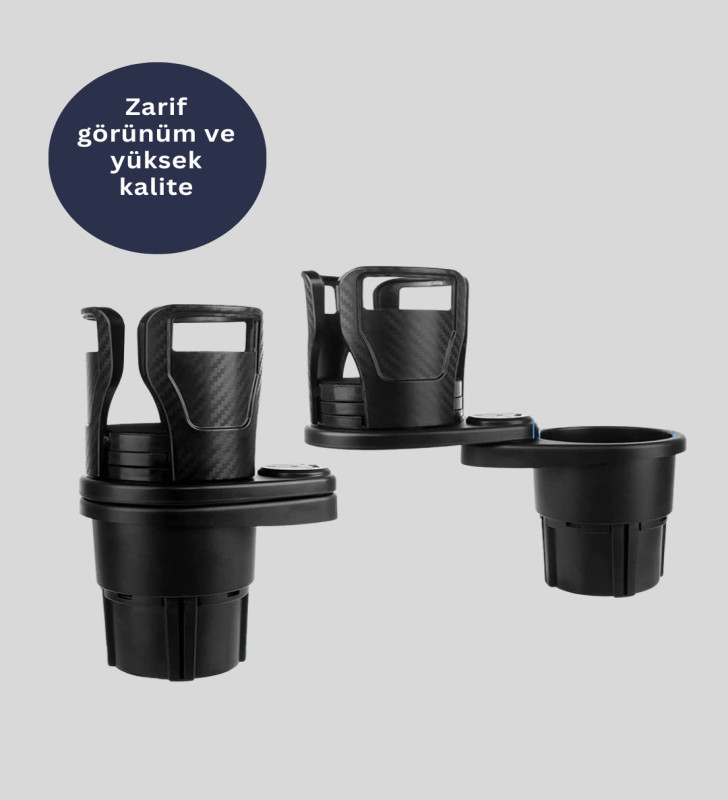 Çiftli Araba Bardak Tutucu Karbon Fiber Görünümlü 360° Ayarlı - Lisinya
