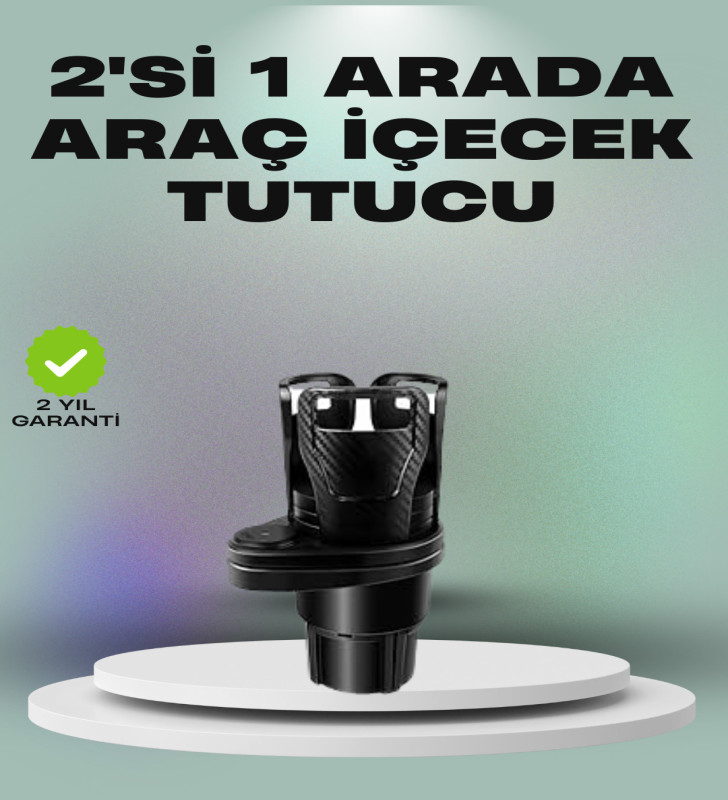 Araba Çift Bardak Tutucu 360° Dönebilen İkisi Bir Arada Ayarlanabilir - Lisinya
