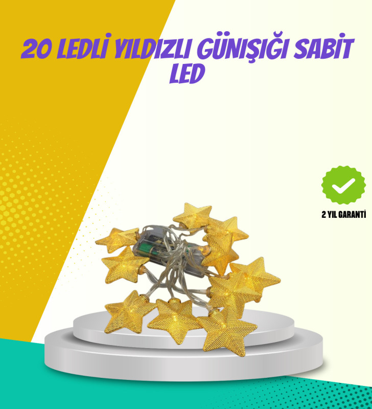 Dekoratif Yıldız Led Aydınlatma 20 Ledli 5 Metre Günışığı - Lisinya