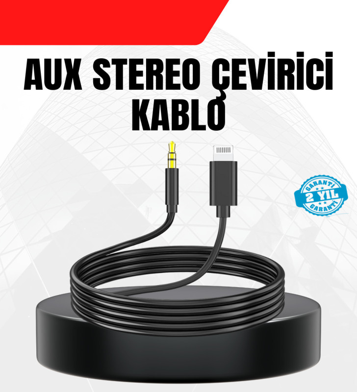 1 Metre Lightning to Aux Çevirici Kablo Stereo Ses Yüksek Kalite - Lisinya