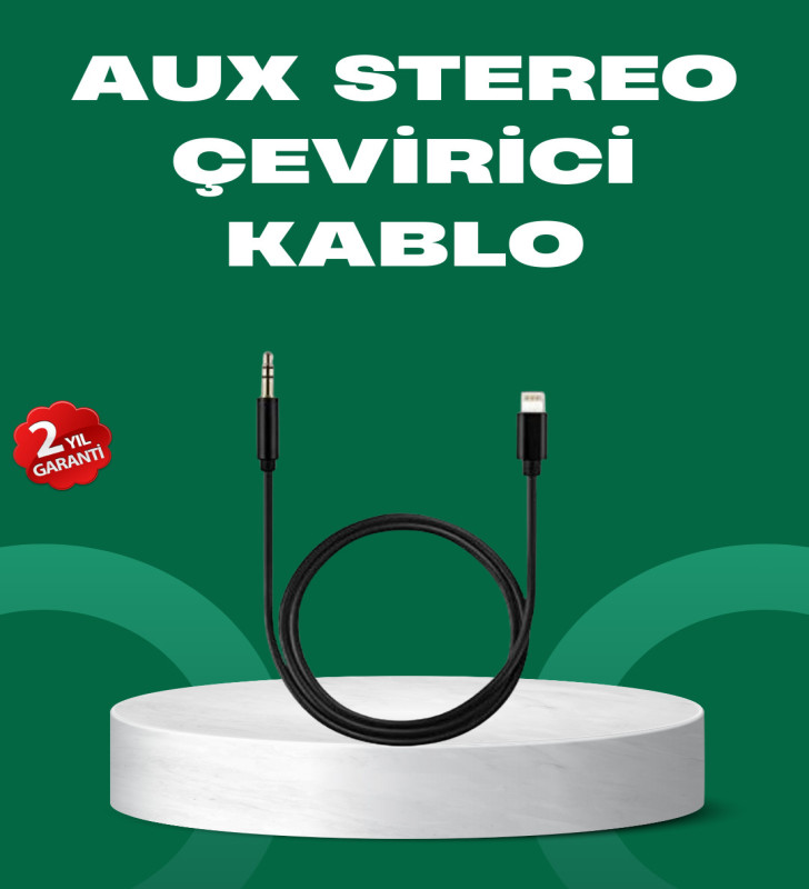 Lightning to 3.5mm Aux Ses Dönüştürücü Kablo 1 Metre Stereo Uyumlu - Lisinya