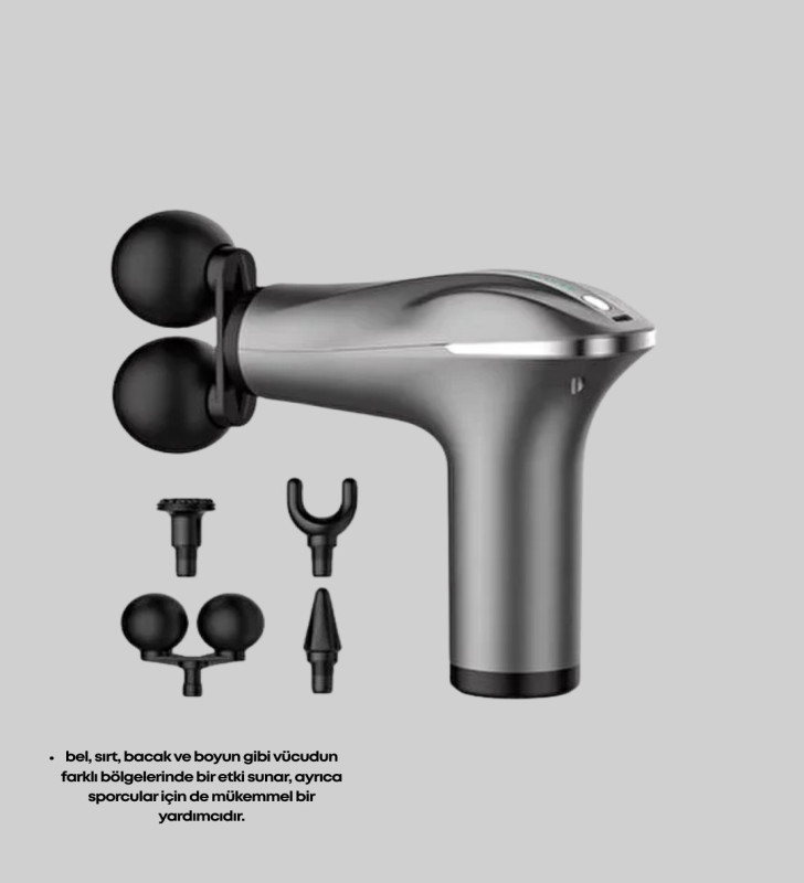 4 Başlıklı Şarjlı Masaj Tabancası Bel Sırt Boyun Bacak Kas Rahatlatıcı - Lisinya