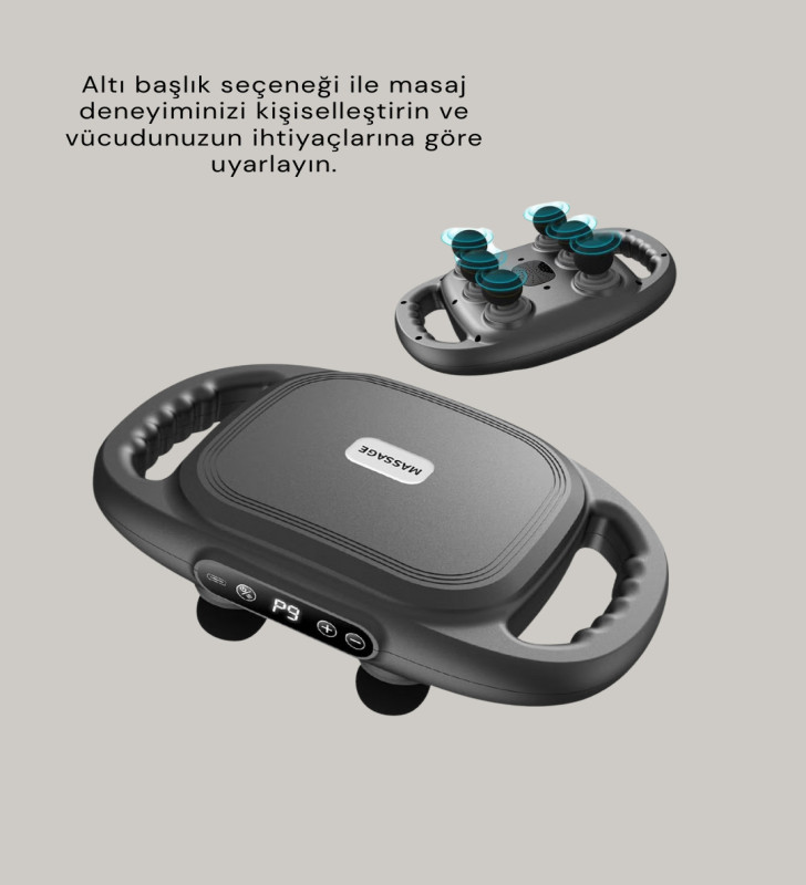Geliştirilmiş 6 Başlıklı Şarjlı Masaj Aleti 2000 mAh Derin Doku Masajı - Lisinya